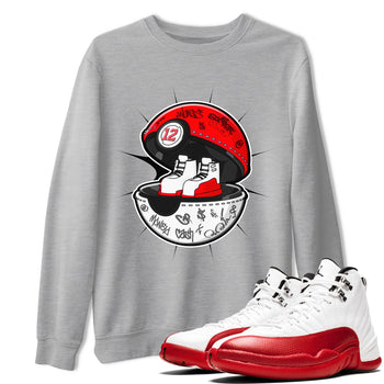 Air Jordan 12 Cherry shirt to match jordans Sneaker Capsule sneaker tees AJ12 Cherry SNRT Sneaker Release Tees Unisex Heather Grey 1 T-Shirt