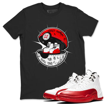 Air Jordan 12 Cherry shirt to match jordans Sneaker Capsule sneaker tees AJ12 Cherry SNRT Sneaker Release Tees Unisex Black 1 T-Shirt