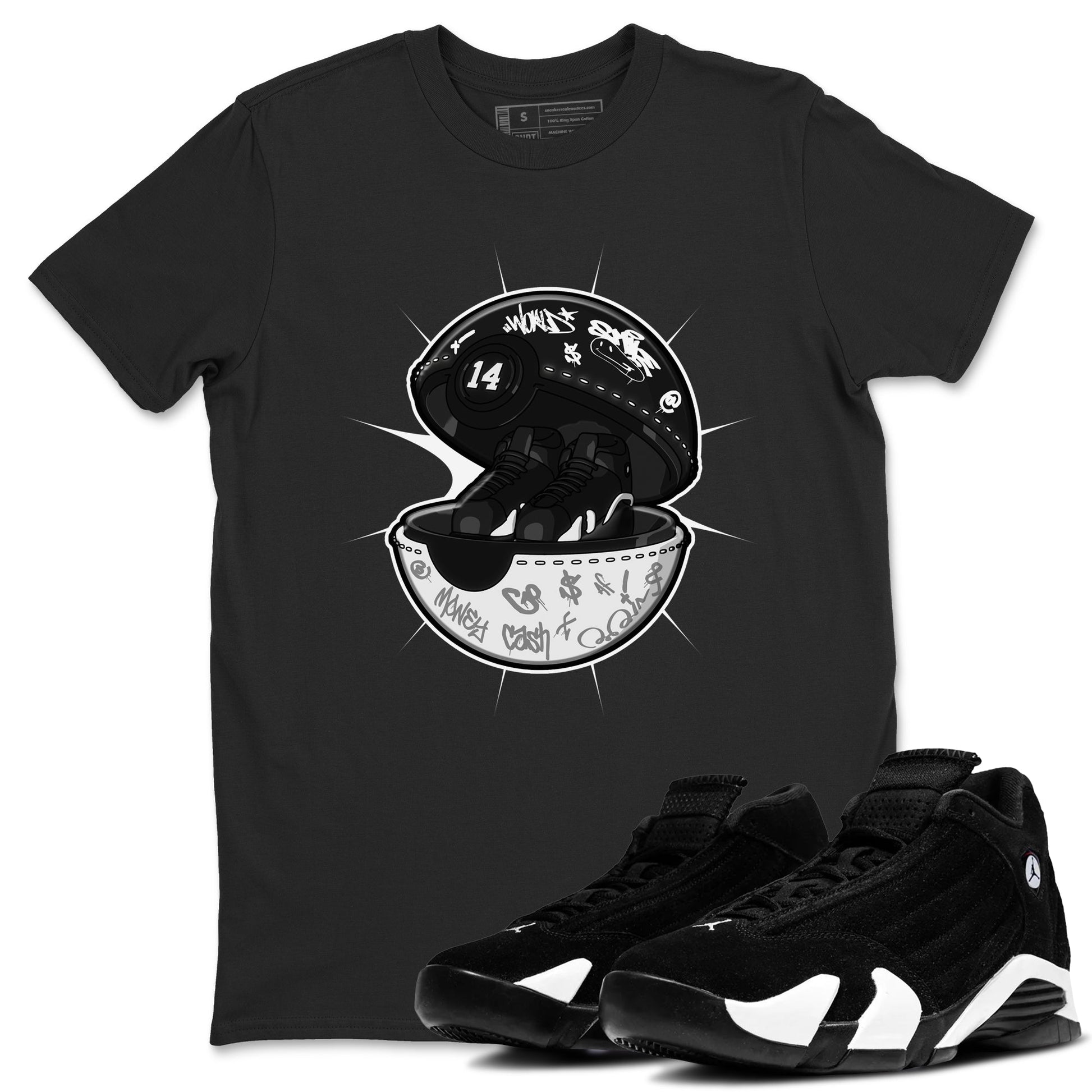 14s Panda shirt to match jordans Sneaker Capsule sneaker tees Air Jordan 14 Panda SNRT Sneaker Release Tees Unisex Black 1 T-Shirt
