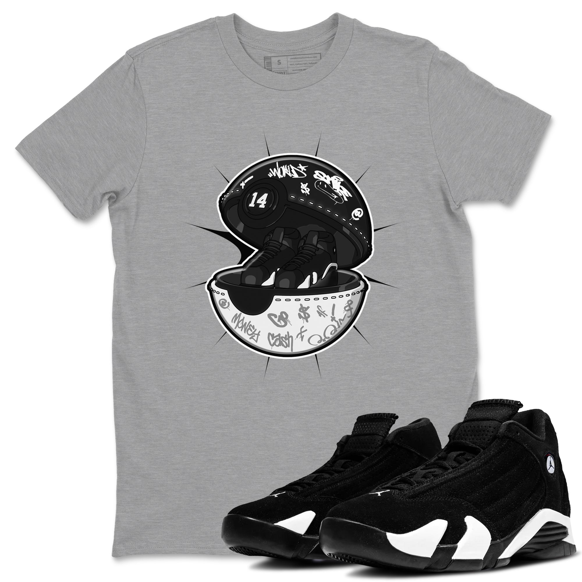 14s Panda shirt to match jordans Sneaker Capsule sneaker tees Air Jordan 14 Panda SNRT Sneaker Release Tees Unisex Heather Grey 1 T-Shirt