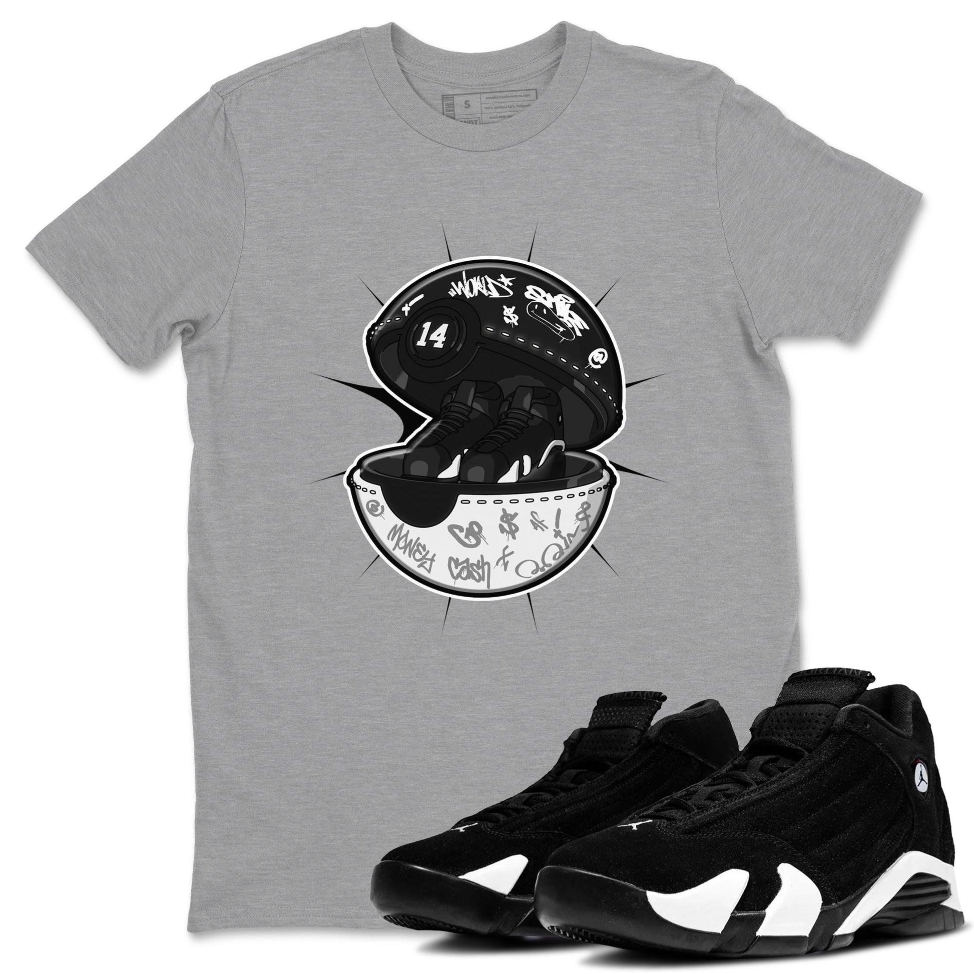 14s Panda shirt to match jordans Sneaker Capsule sneaker tees Air Jordan 14 Panda SNRT Sneaker Release Tees Unisex Heather Grey 1 T-Shirt