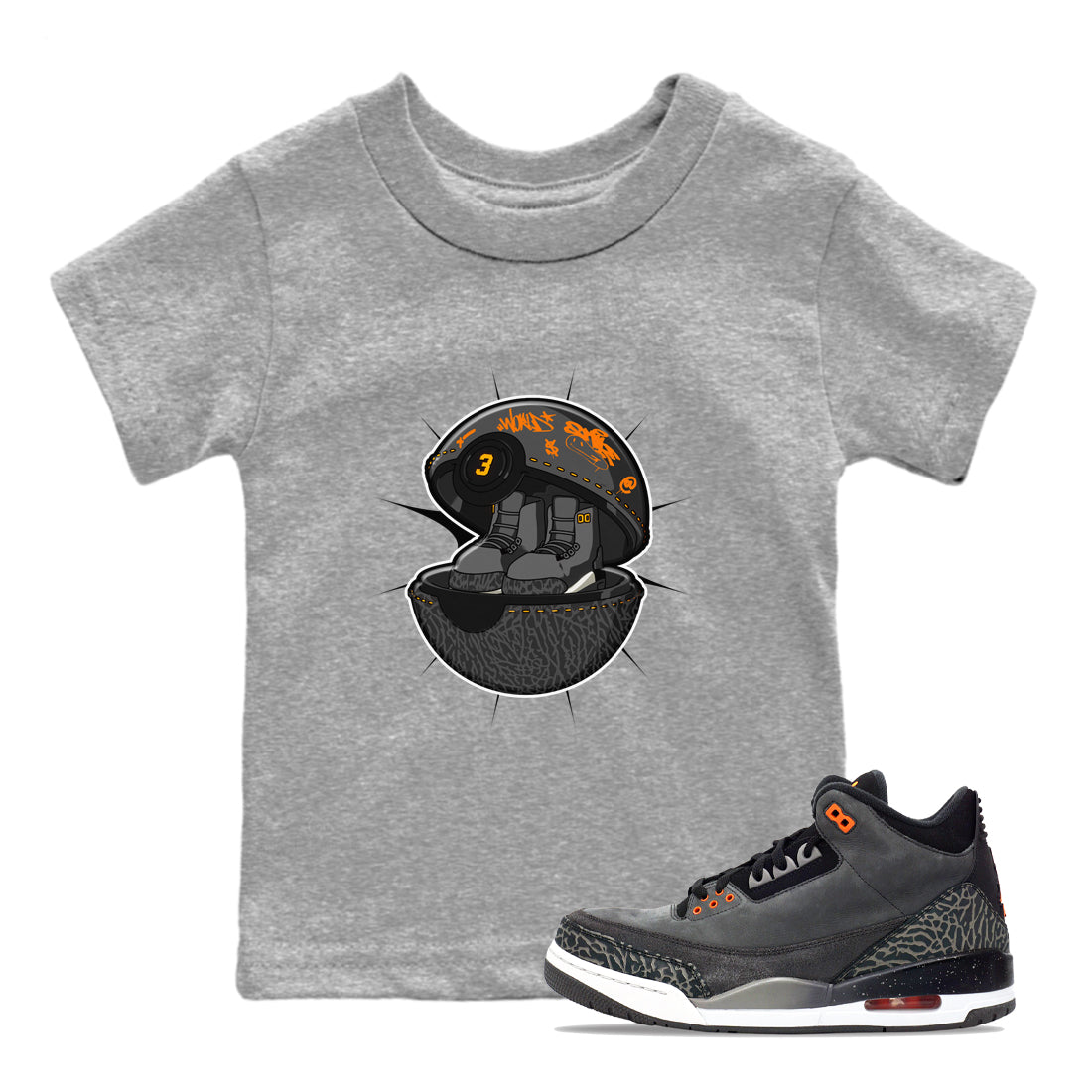 3s Fear shirt to match jordans Sneaker Capsule sneaker tees Air Jordan 3 Fear SNRT Sneaker Release Tees Baby Toddler Heather Grey 1 T-Shirt