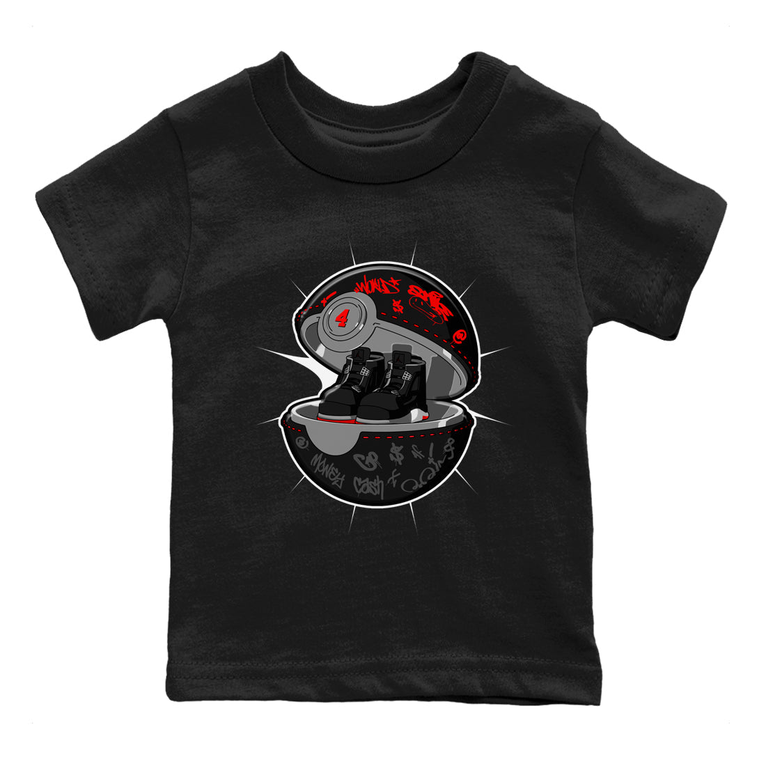 4s Bred Reimagined shirt to match jordans Sneaker Capsule sneaker tees Air Jordan 4 Bred Reimagined SNRT Sneaker Release Tees Baby Toddler Black 2 T-Shirt