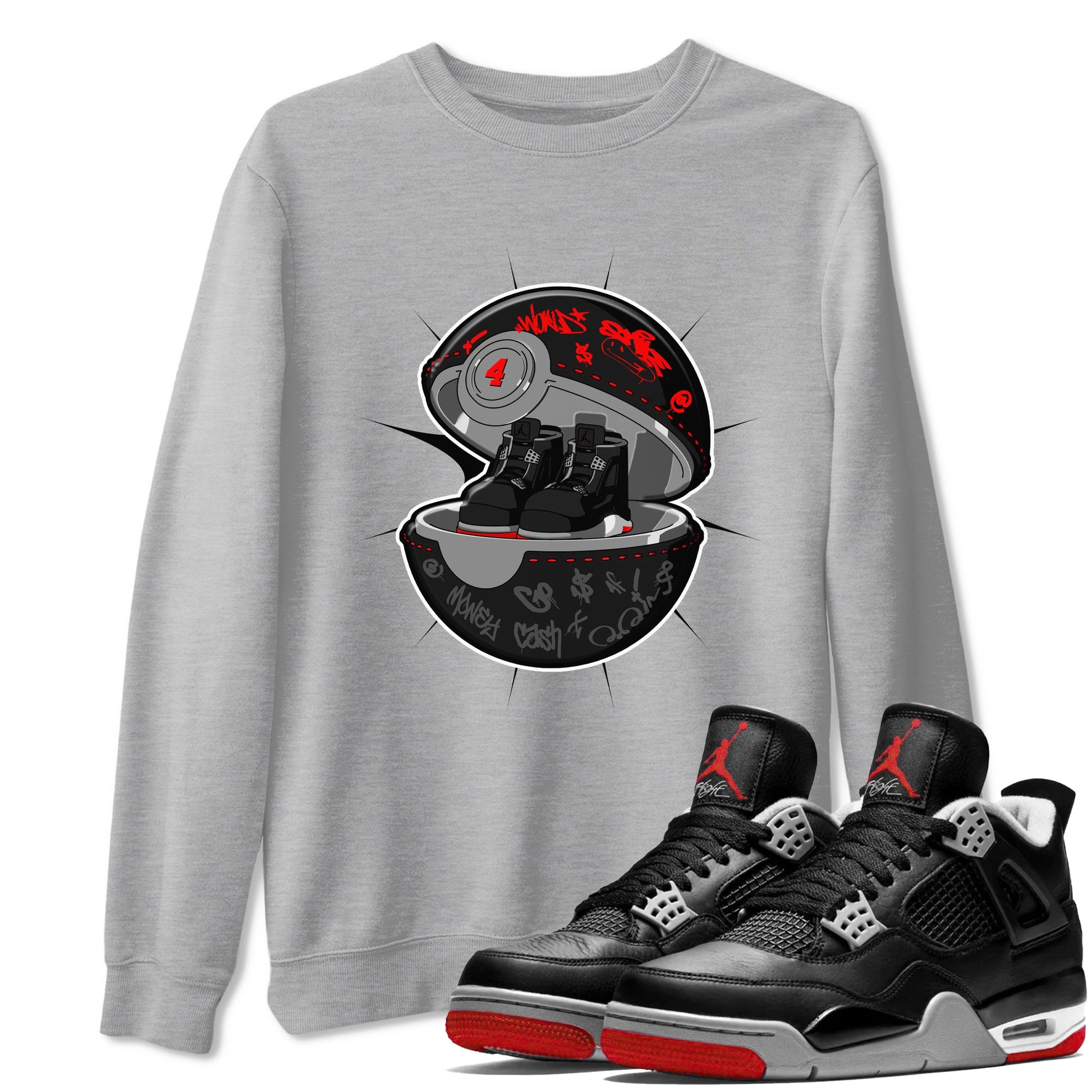 4s Bred Reimagined shirt to match jordans Sneaker Capsule sneaker tees Air Jordan 4 Bred Reimagined SNRT Sneaker Release Tees Unisex Heather Grey 1 T-Shirt