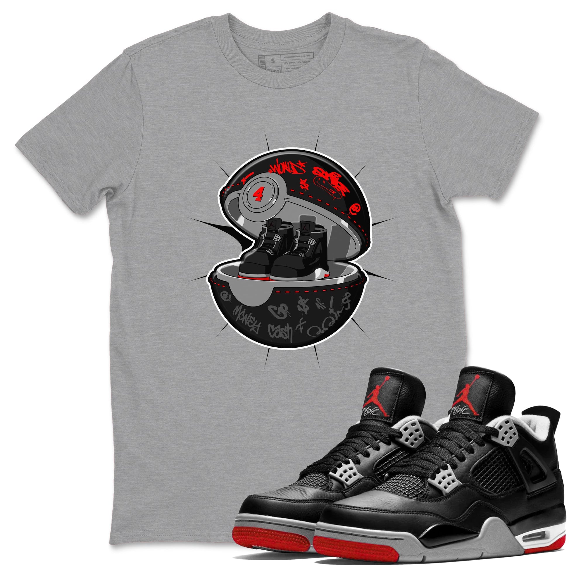 4s Bred Reimagined shirt to match jordans Sneaker Capsule sneaker tees Air Jordan 4 Bred Reimagined SNRT Sneaker Release Tees Unisex Heather Grey 1 T-Shirt