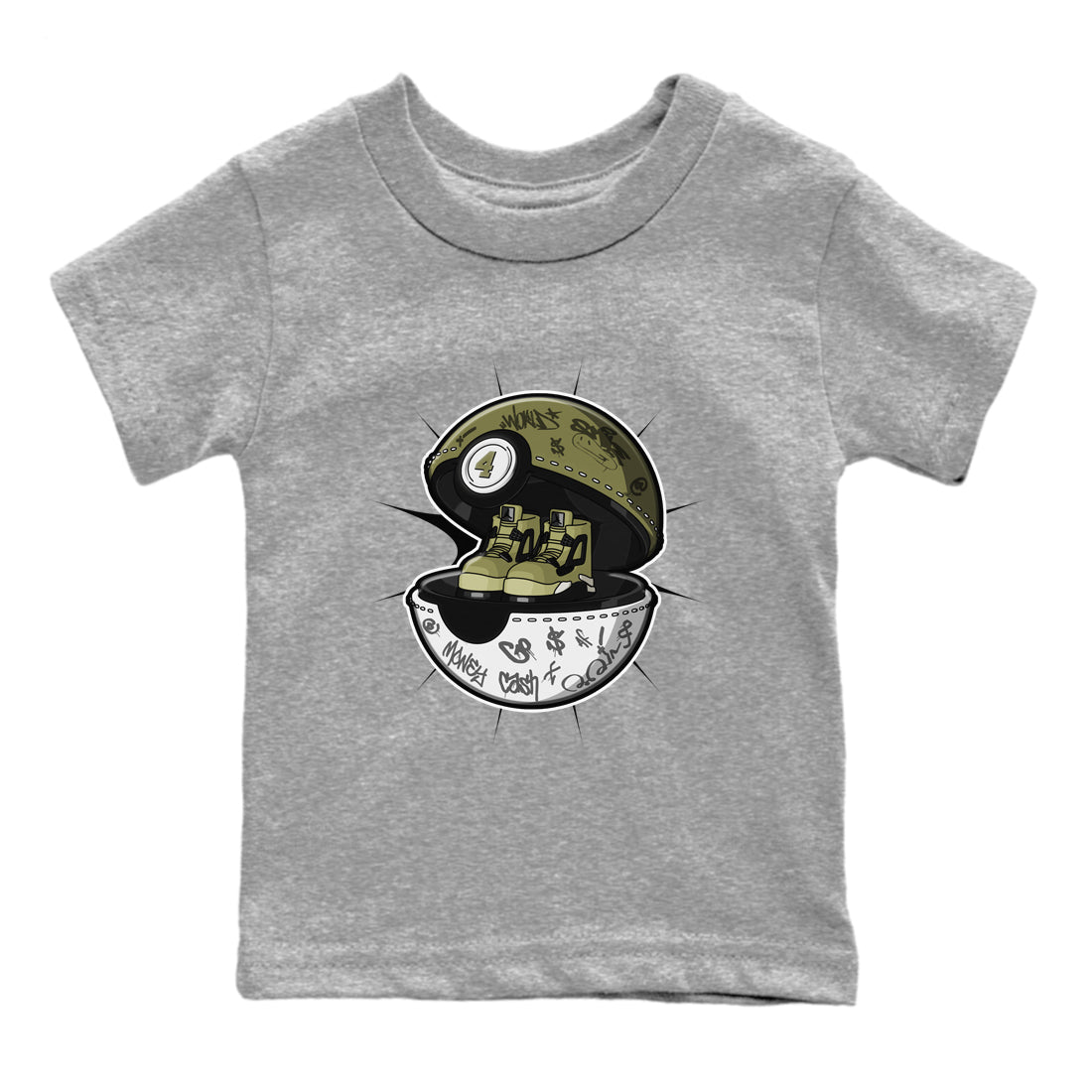 Air Jordan 4 Medium Olive shirt to match jordans Sneaker Capsule sneaker tees AJ4 Medium Olive SNRT Sneaker Release Tees Baby Toddler Heather Grey 2 T-Shirt