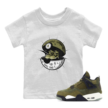 Air Jordan 4 Medium Olive shirt to match jordans Sneaker Capsule sneaker tees AJ4 Medium Olive SNRT Sneaker Release Tees Baby Toddler White 1 T-Shirt
