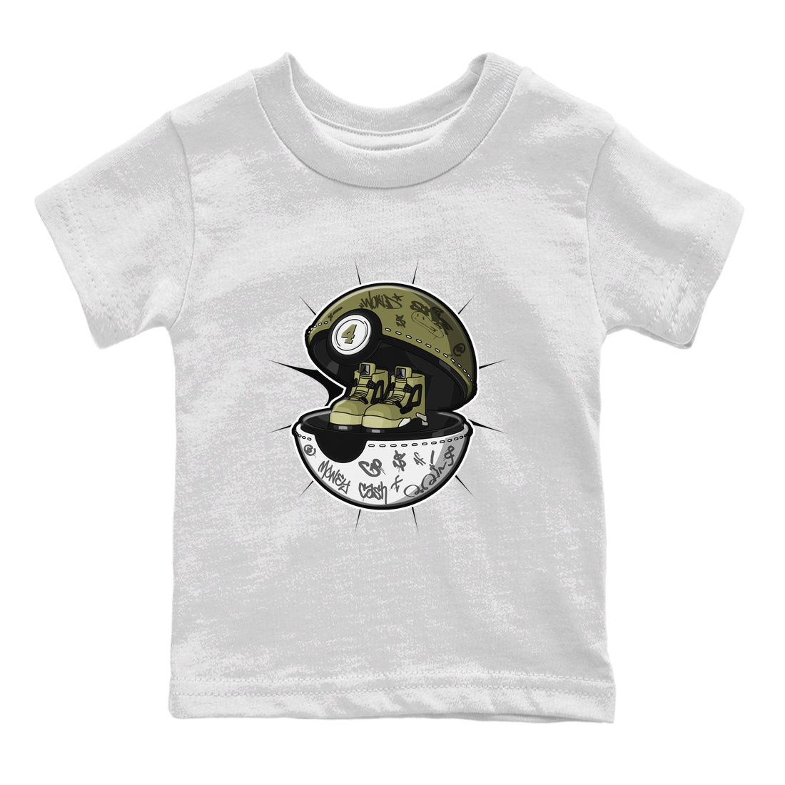 Air Jordan 4 Medium Olive shirt to match jordans Sneaker Capsule sneaker tees AJ4 Medium Olive SNRT Sneaker Release Tees Baby Toddler White 2 T-Shirt