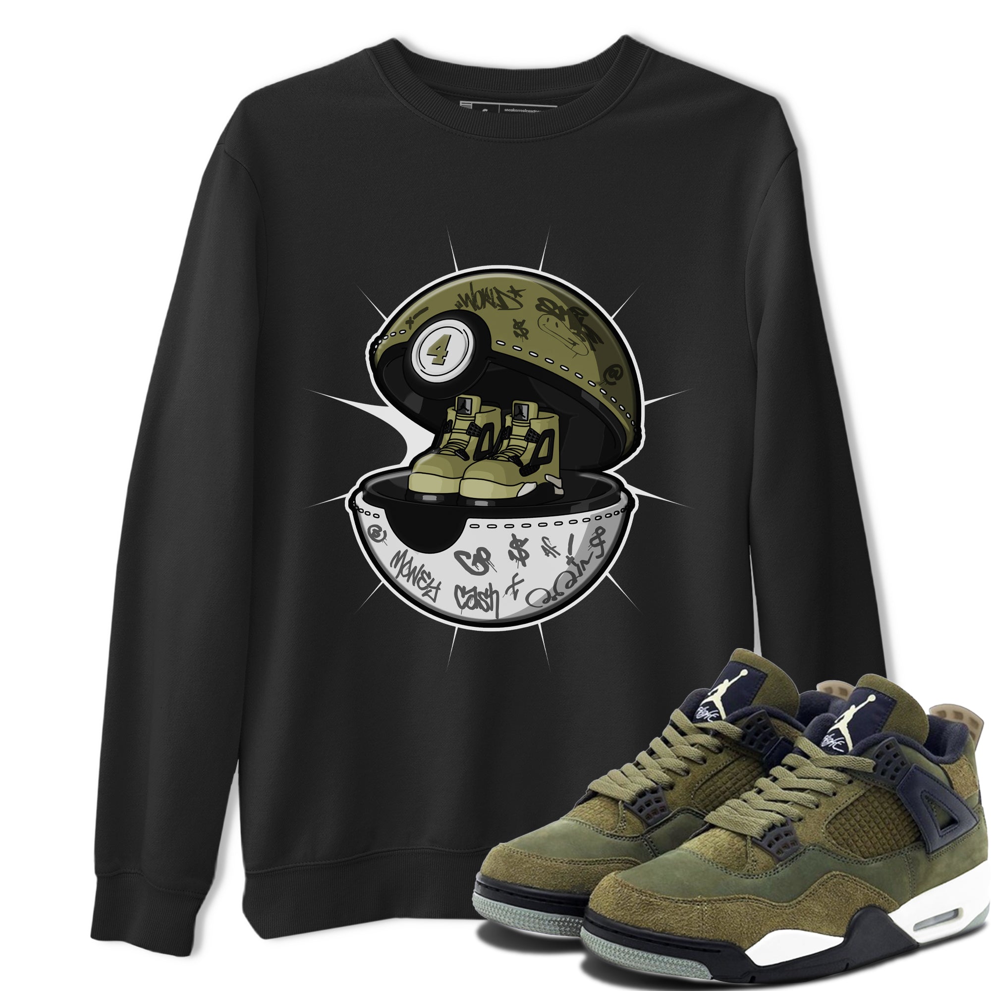 Air Jordan 4 Medium Olive shirt to match jordans Sneaker Capsule sneaker tees AJ4 Medium Olive SNRT Sneaker Release Tees Unisex Black 1 T-Shirt