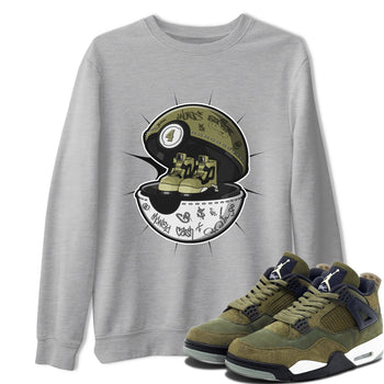 Air Jordan 4 Medium Olive shirt to match jordans Sneaker Capsule sneaker tees AJ4 Medium Olive SNRT Sneaker Release Tees Unisex Heather Grey 1 T-Shirt