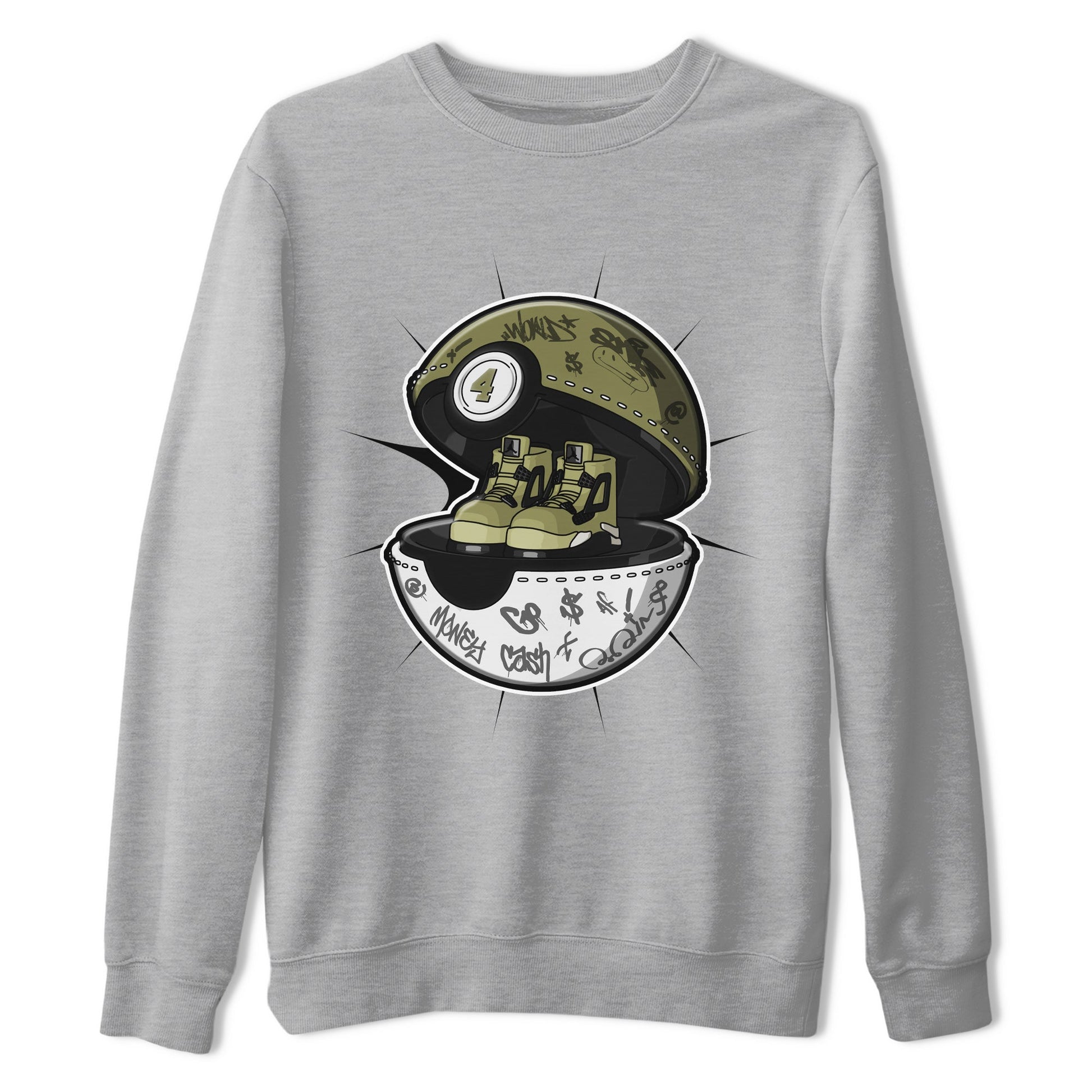 Air Jordan 4 Medium Olive shirt to match jordans Sneaker Capsule sneaker tees AJ4 Medium Olive SNRT Sneaker Release Tees Unisex Heather Grey 2 T-Shirt