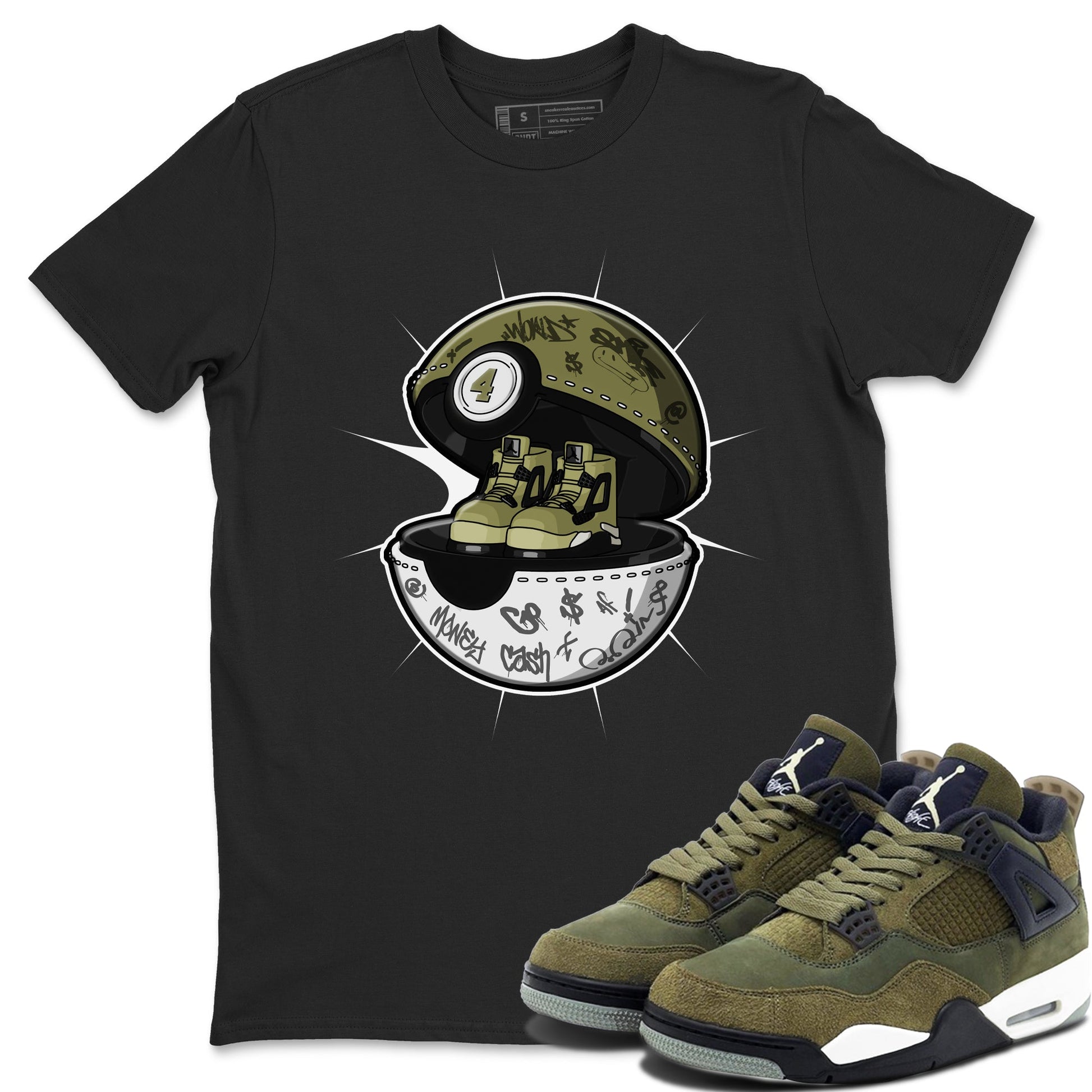 Air Jordan 4 Medium Olive shirt to match jordans Sneaker Capsule sneaker tees AJ4 Medium Olive SNRT Sneaker Release Tees Unisex Black 1 T-Shirt