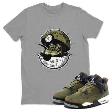 Air Jordan 4 Medium Olive shirt to match jordans Sneaker Capsule sneaker tees AJ4 Medium Olive SNRT Sneaker Release Tees Unisex Heather Grey 1 T-Shirt