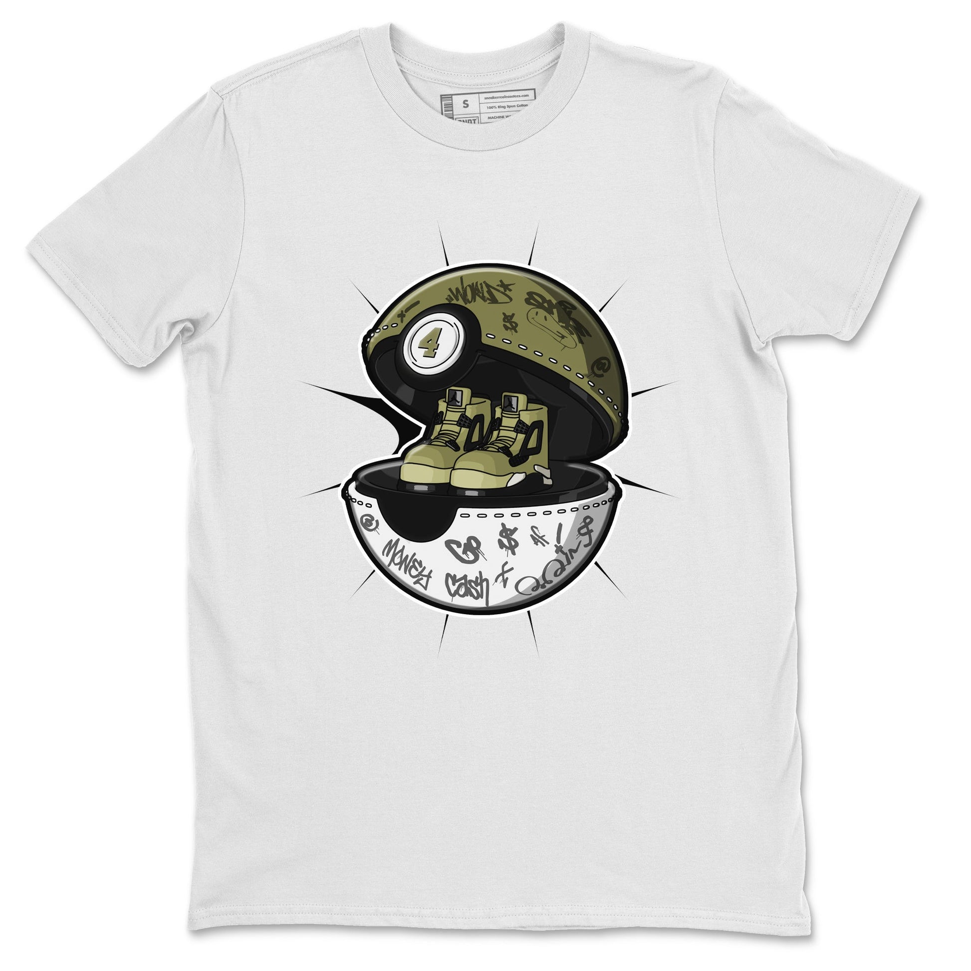 Air Jordan 4 Medium Olive shirt to match jordans Sneaker Capsule sneaker tees AJ4 Medium Olive SNRT Sneaker Release Tees Unisex White 2 T-Shirt