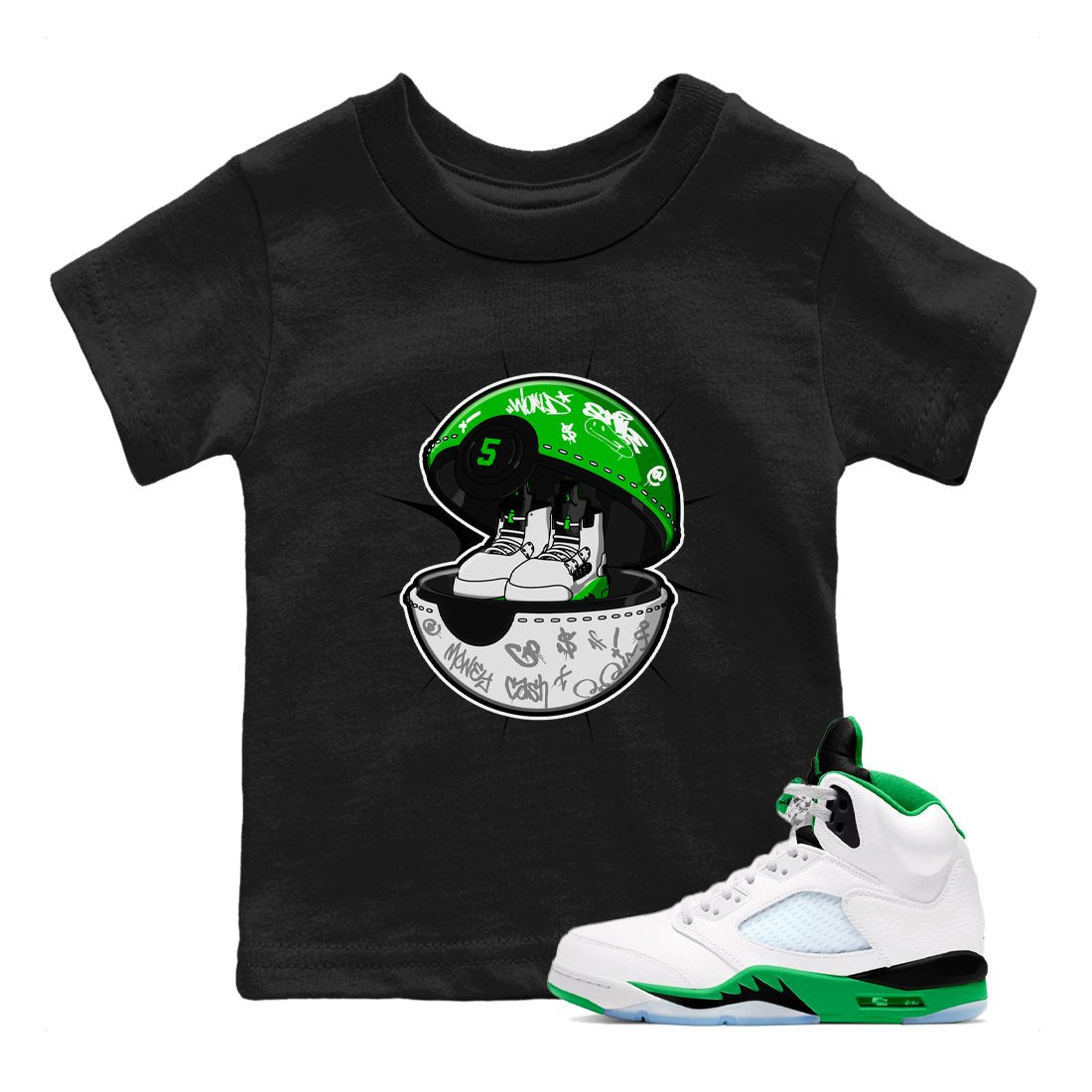 5s Lucky Green shirt to match jordans Sneaker Capsule sneaker tees Air Jordan 5 Lucky Green SNRT Sneaker Release Tees Baby Toddler Black 1 T-Shirt