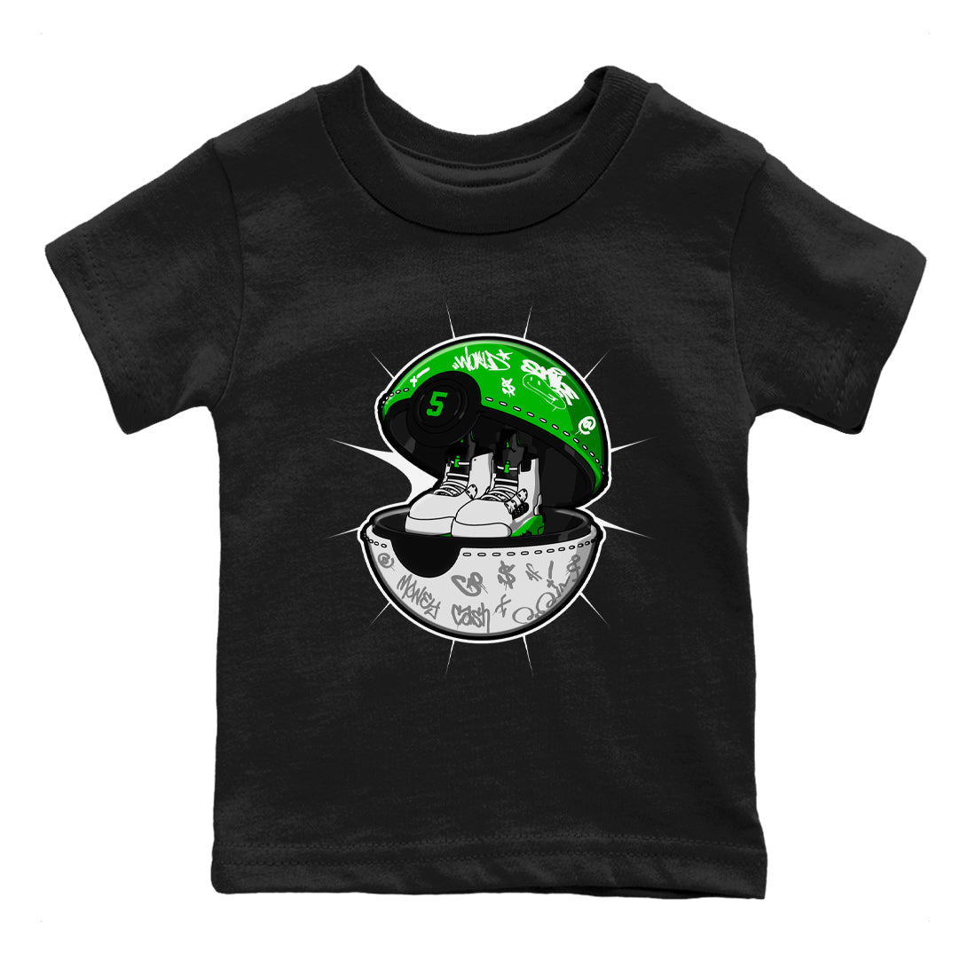 5s Lucky Green shirt to match jordans Sneaker Capsule sneaker tees Air Jordan 5 Lucky Green SNRT Sneaker Release Tees Baby Toddler Black 2 T-Shirt