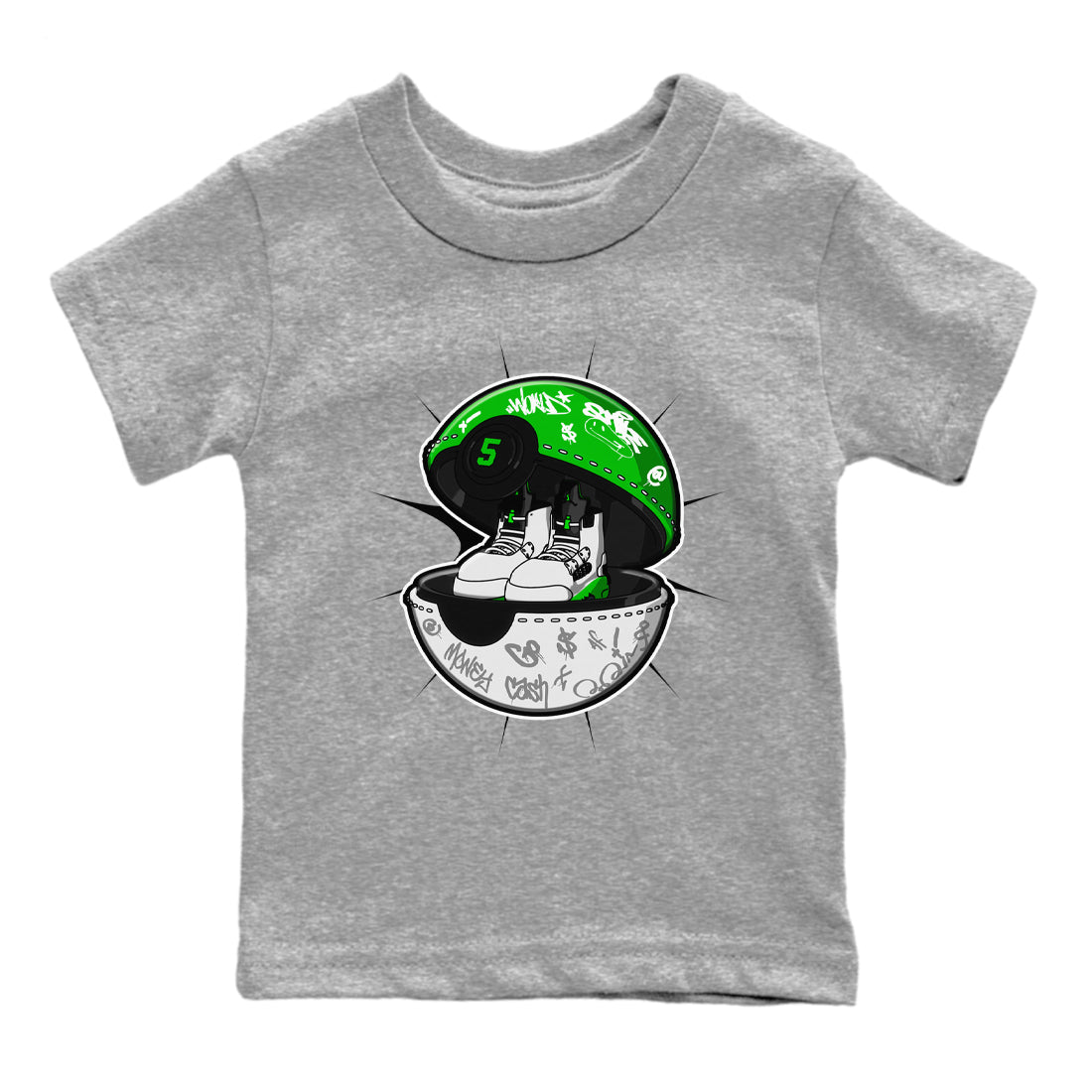 5s Lucky Green shirt to match jordans Sneaker Capsule sneaker tees Air Jordan 5 Lucky Green SNRT Sneaker Release Tees Baby Toddler Heather Grey 2 T-Shirt