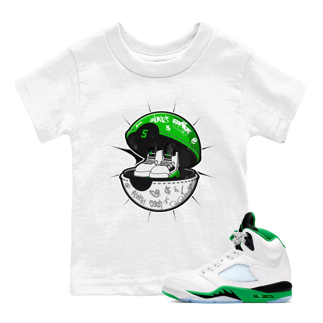5s Lucky Green shirt to match jordans Sneaker Capsule sneaker tees Air Jordan 5 Lucky Green SNRT Sneaker Release Tees Baby Toddler White 1 T-Shirt