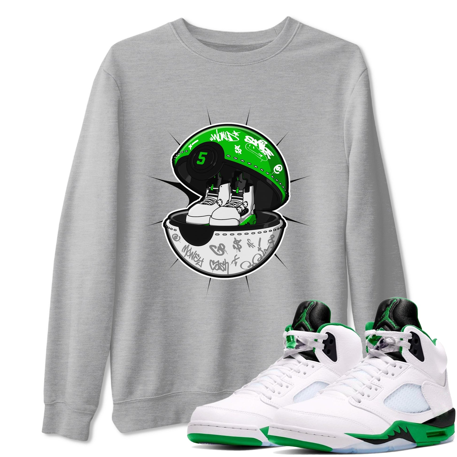 5s Lucky Green shirt to match jordans Sneaker Capsule sneaker tees Air Jordan 5 Lucky Green SNRT Sneaker Release Tees Unisex Heather Grey 1 T-Shirt