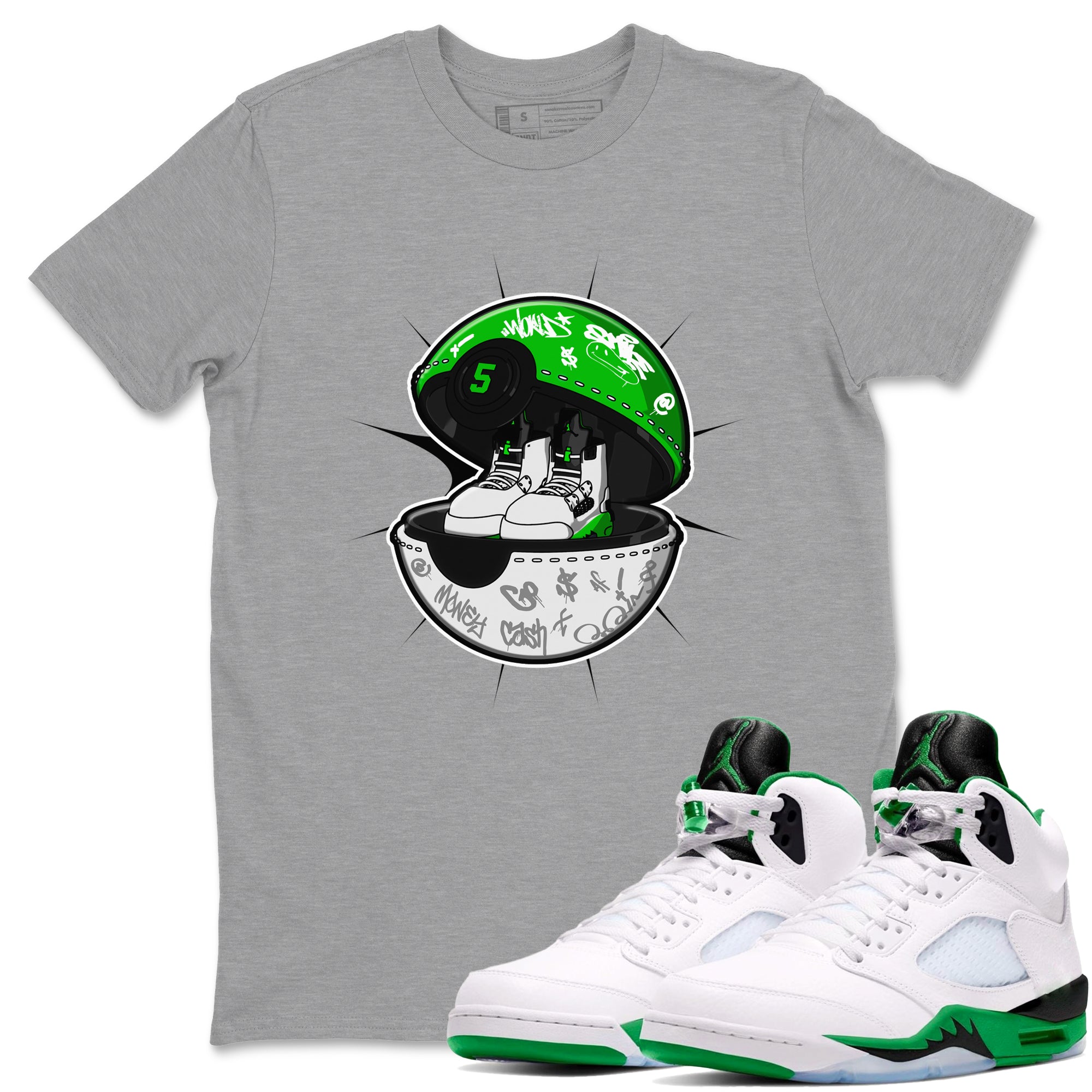 5s Lucky Green shirt to match jordans Sneaker Capsule sneaker tees Air Jordan 5 Lucky Green SNRT Sneaker Release Tees Unisex Heather Grey 1 T-Shirt