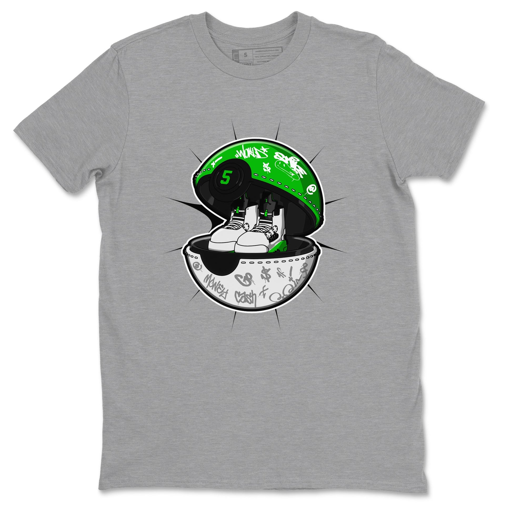 5s Lucky Green shirt to match jordans Sneaker Capsule sneaker tees Air Jordan 5 Lucky Green SNRT Sneaker Release Tees Unisex Heather Grey 2 T-Shirt