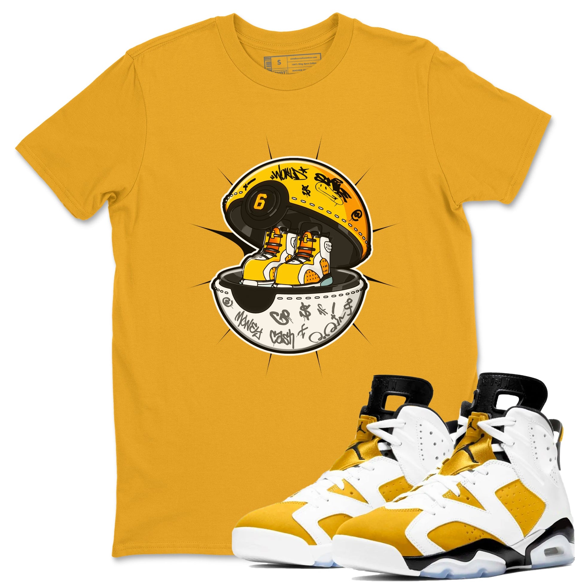 Air Jordan 6 Yellow Ochre shirt to match jordans Sneaker Capsule sneaker tees AJ6 Yellow Ochre SNRT Sneaker Release Tees Unisex Gold 1 T-Shirt