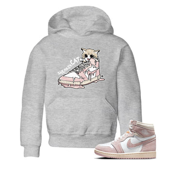 Air Jordan 1 Washed Pink Sneaker Match Tees Sneaker Cat Sneaker Tees Air Jordan 1 High OG WMNS Washed Pink Sneaker Release Tees Kids Shirts Heather Grey 1