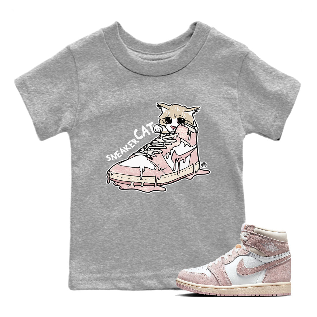 Air Jordan 1 Washed Pink Sneaker Cat Baby and Kids Sneaker Tees Air Jordan 1 High OG WMNS Washed Pink Kids Sneaker Tees Size Chart