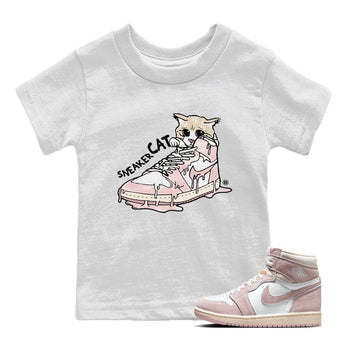 Air Jordan 1 Washed Pink Sneaker Match Tees Sneaker Cat Sneaker Tees Air Jordan 1 High OG WMNS Washed Pink Sneaker Release Tees Kids Shirts White 1