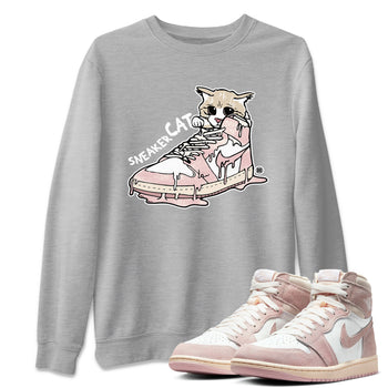 Air Jordan 1 Washed Pink Sneaker Match Tees Sneaker Cat Sneaker Tees Air Jordan 1 High OG WMNS Washed Pink Sneaker Release Tees Unisex Shirts Heather Grey 1