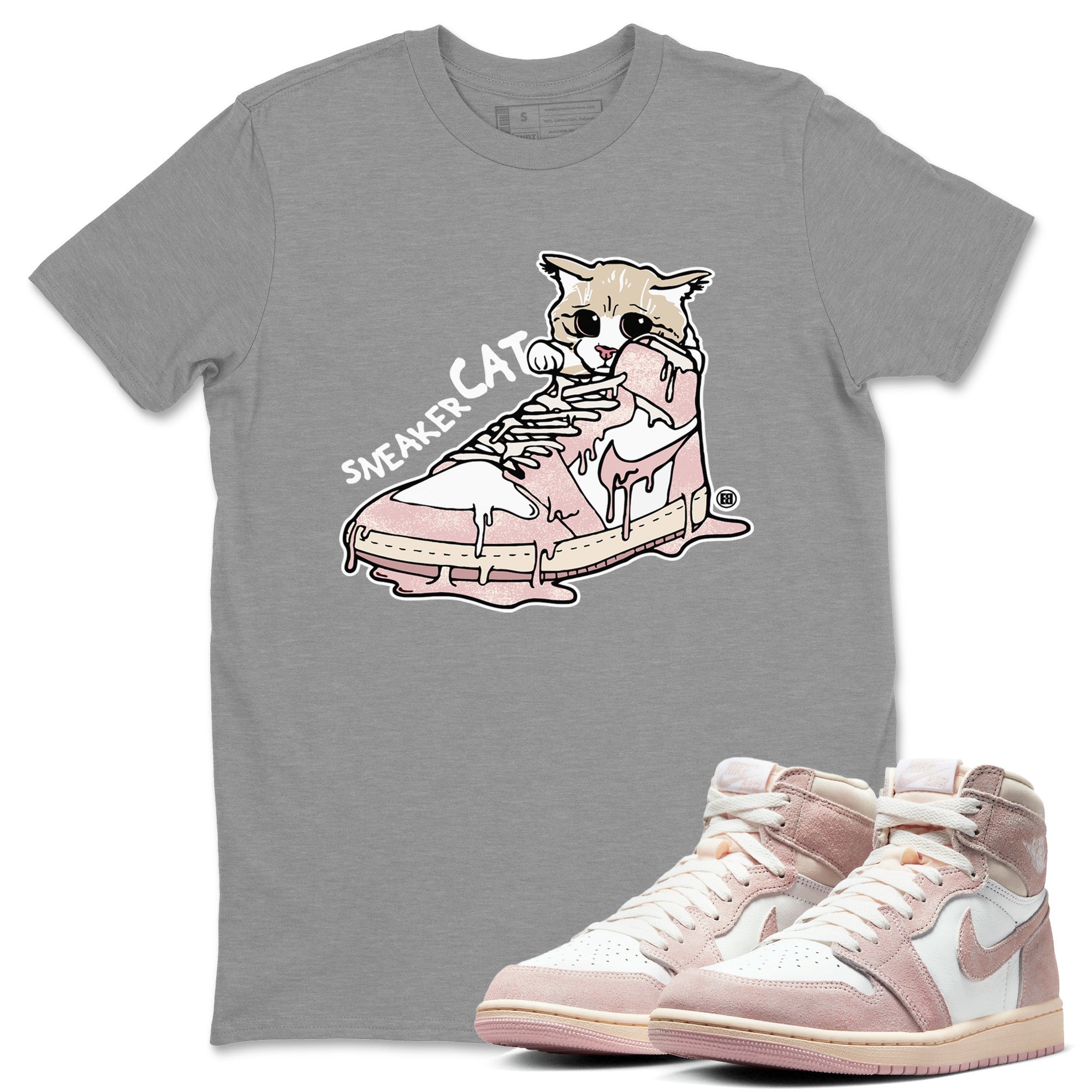 Air Jordan 1 Washed Pink Sneaker Cat Crew Neck Sneaker Tees Air Jordan 1 High OG WMNS Washed Pink Sneaker T-Shirts Size Chart