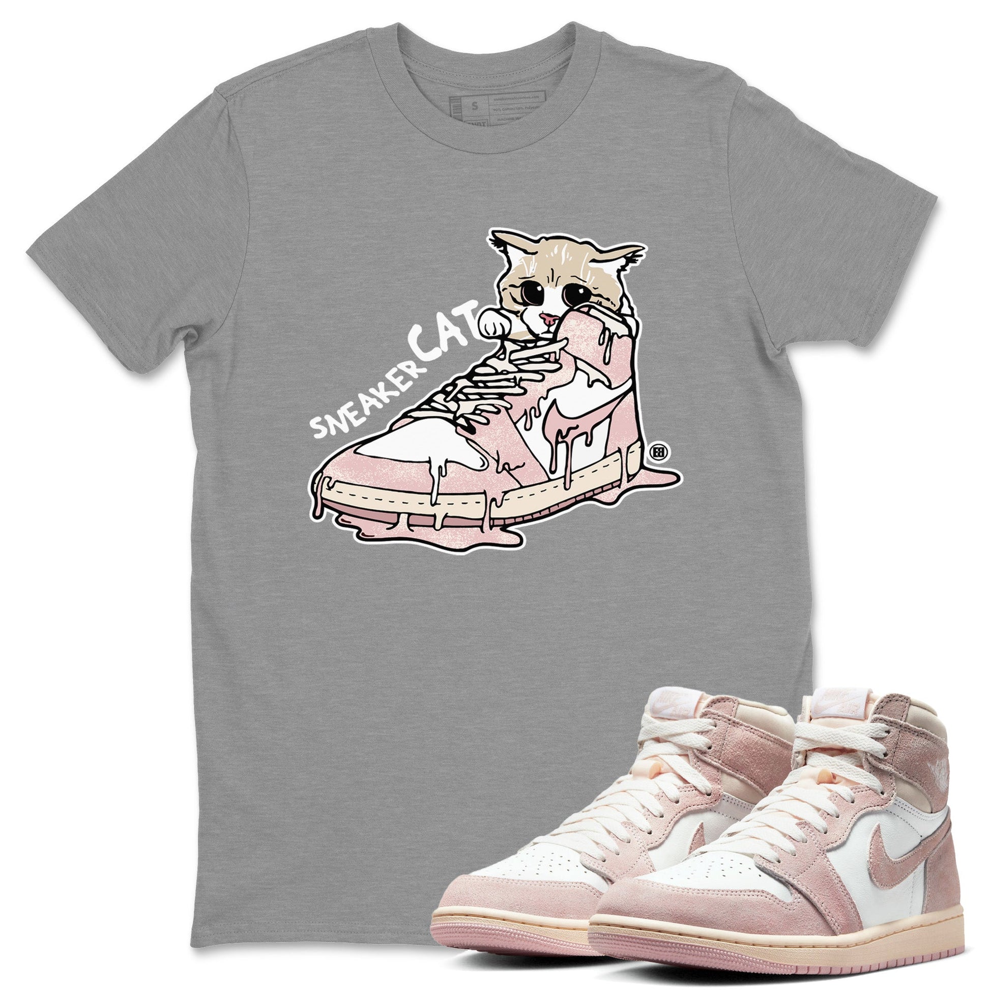 Air Jordan 1 Washed Pink Sneaker Cat Crew Neck Sneaker Tees Air Jordan 1 High OG WMNS Washed Pink Sneaker T-Shirts Size Chart