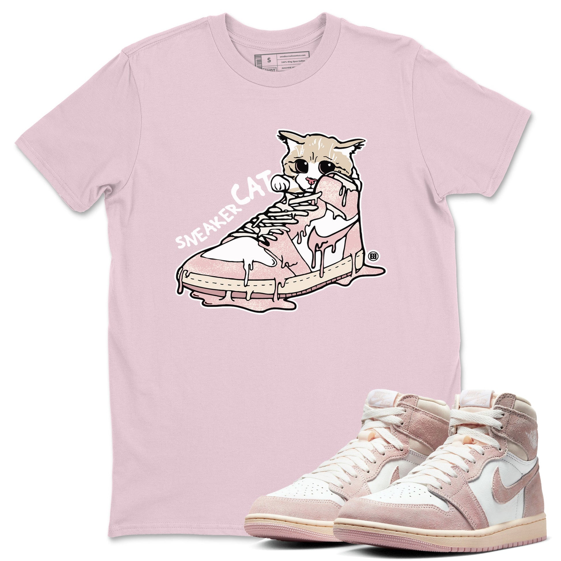 Air Jordan 1 Washed Pink Sneaker Cat Crew Neck Sneaker Tees Air Jordan 1 High OG WMNS Washed Pink Sneaker T-Shirts Washing and Care Tip