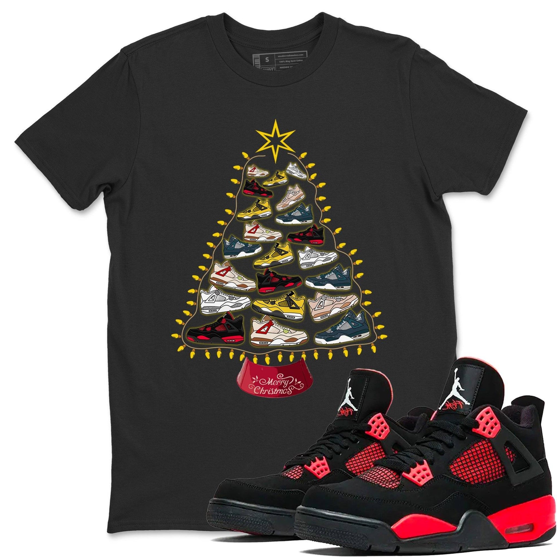 Jordan 4 Red Thunder Sneaker Match Tees Sneaker Christmas Tree Sneaker Tees Jordan 4 Red Thunder Sneaker Release Tees Unisex Shirts