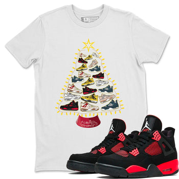 Jordan 4 Red Thunder Sneaker Match Tees Sneaker Christmas Tree Sneaker Tees Jordan 4 Red Thunder Sneaker Release Tees Unisex Shirts