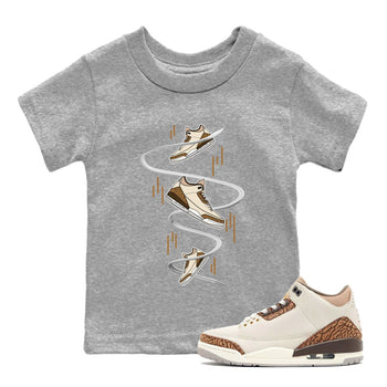 Air Jordan 3 Palomino Sneaker Match Tees Sneaker Drop Sneaker Tees AJ3 Palomino Sneaker Release Tees Kids Shirts Heather Grey 1