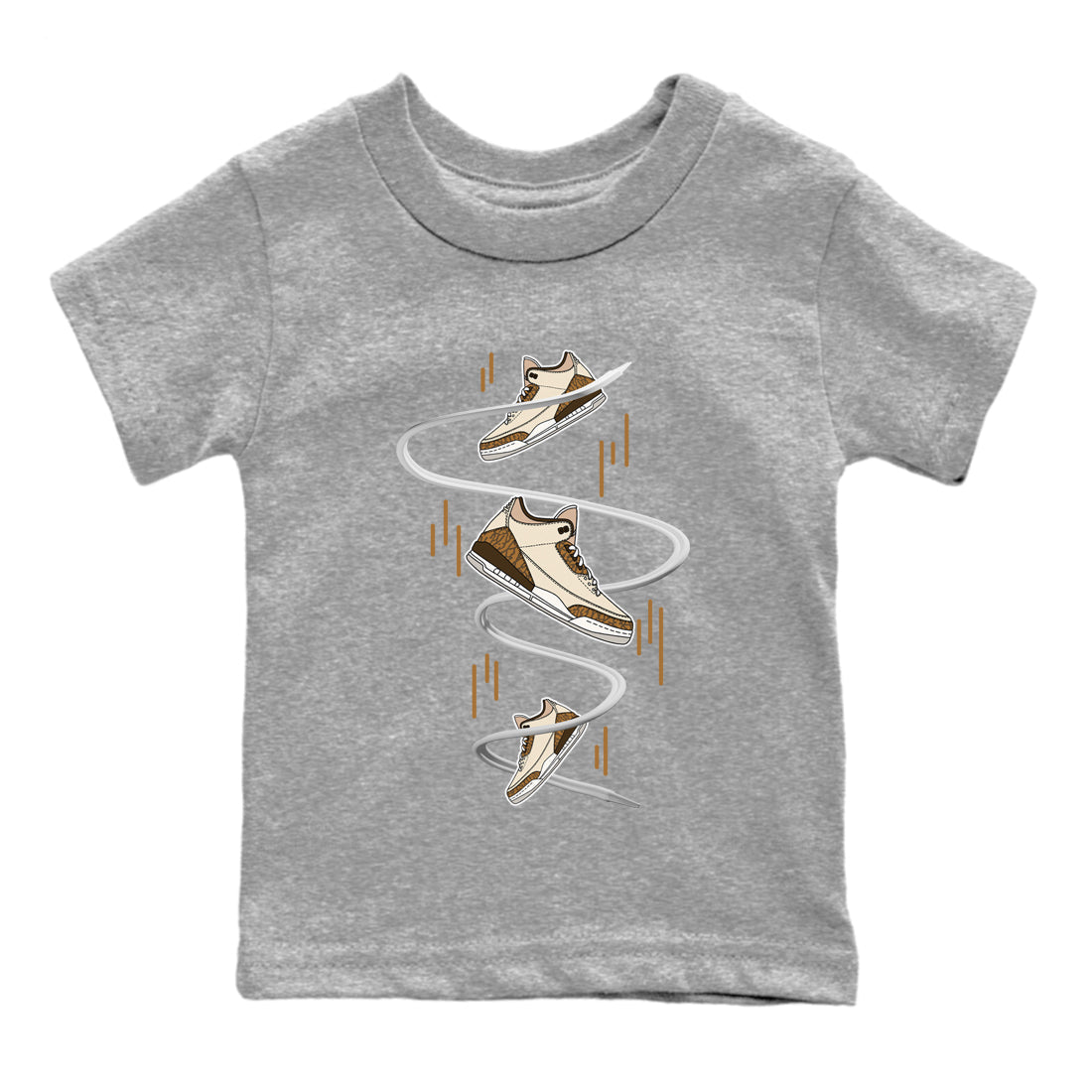 Air Jordan 3 Palomino Sneaker Match Tees Sneaker Drop Sneaker Tees AJ3 Palomino Sneaker Release Tees Kids Shirts Heather Grey 2