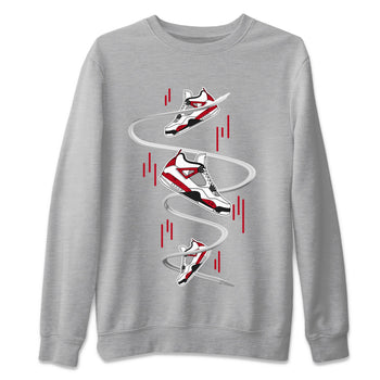 Air Jordan 4 Red Cement Sneaker Match Tees Sneaker Drop Sneaker Tees AJ4 Red Cement Sneaker Release Tees Unisex Shirts Heather Grey 2