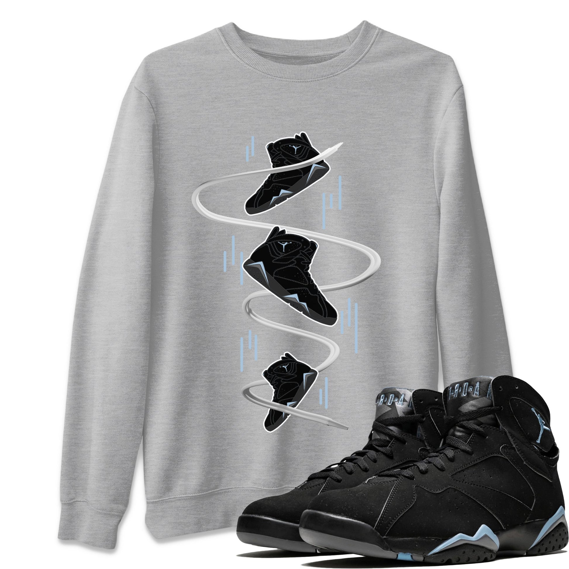Air Jordan 7 Chambray Sneaker Match Tees Sneaker Drop Sneaker Tees AJ7 Chambray Sneaker Release Tees Unisex Shirts Heather Grey 1