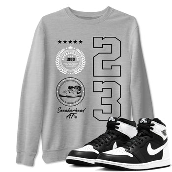 Air Jordan 1 High OG Black White shirt to match jordans Sneaker Emblem sneaker tees 1s Black White SNRT Sneaker Release Tees unisex cotton Heather Grey 1 crew neck shirt