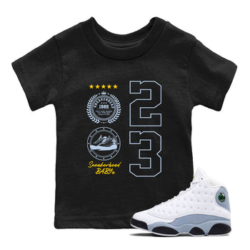 Sneaker Emblem sneaker match tees to Blue Grey 13s street fashion brand for shirts to match Jordans SNRT Sneaker Tees Air Jordan 13 Blue Grey unisex t-shirt Black 1 youth shirt