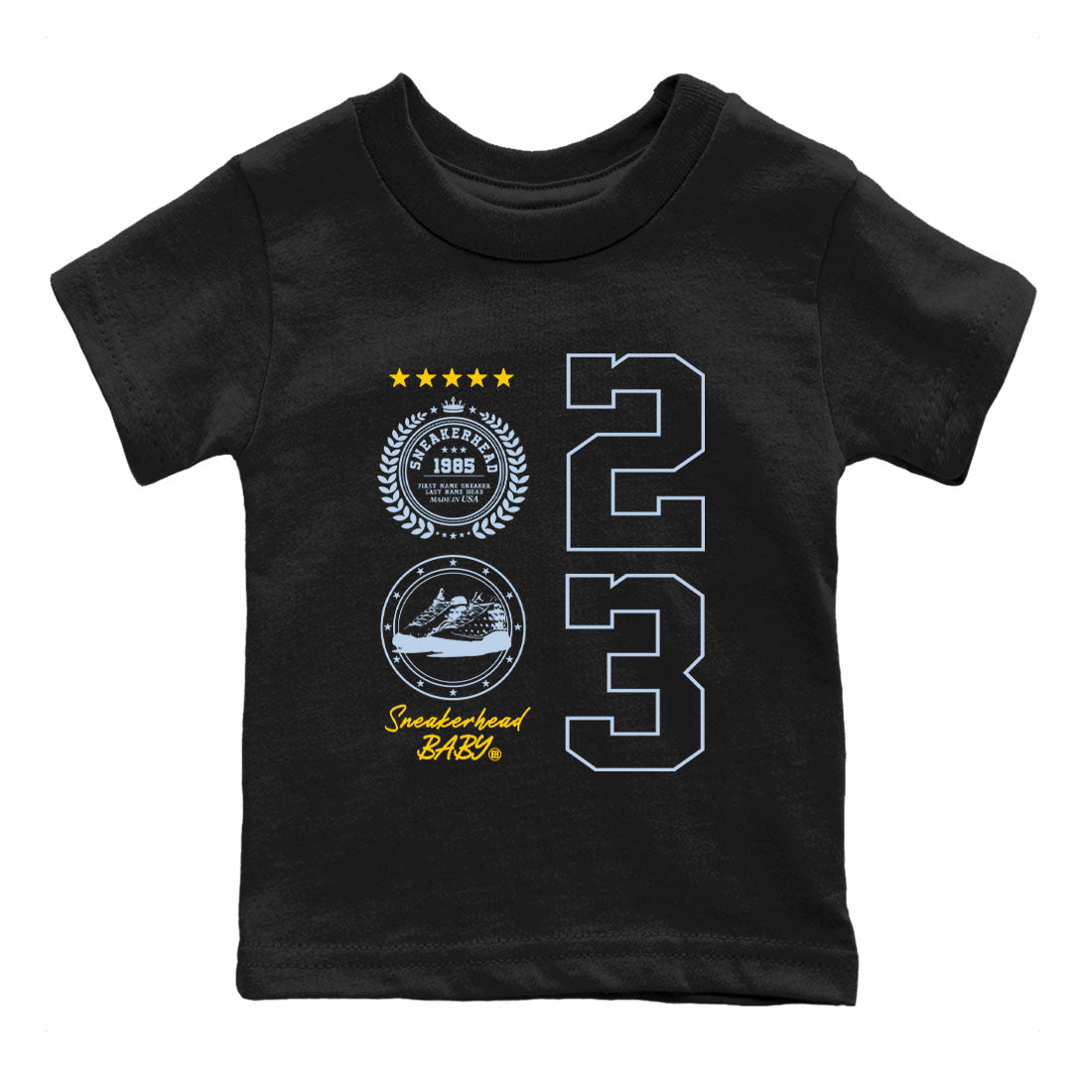 Sneaker Emblem sneaker match tees to Blue Grey 13s street fashion brand for shirts to match Jordans SNRT Sneaker Tees Air Jordan 13 Blue Grey unisex t-shirt Black 2 youth shirt