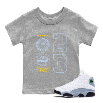 Sneaker Emblem sneaker match tees to Blue Grey 13s street fashion brand for shirts to match Jordans SNRT Sneaker Tees Air Jordan 13 Blue Grey unisex t-shirt Heather Grey 1 youth shirt