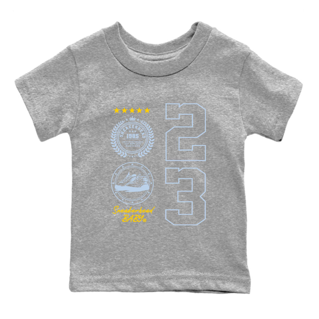 Sneaker Emblem sneaker match tees to Blue Grey 13s street fashion brand for shirts to match Jordans SNRT Sneaker Tees Air Jordan 13 Blue Grey unisex t-shirt Heather Grey 2 youth shirt