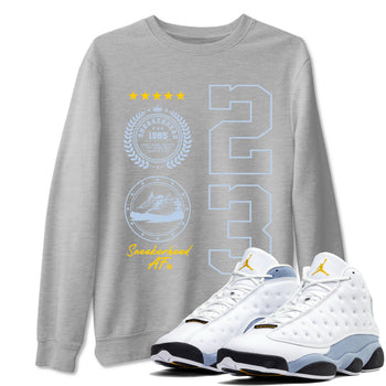 Sneaker Emblem sneaker match tees to Blue Grey 13s street fashion brand for shirts to match Jordans SNRT Sneaker Tees Air Jordan 13 Blue Grey unisex t-shirt Heather Grey 1 unisex shirt