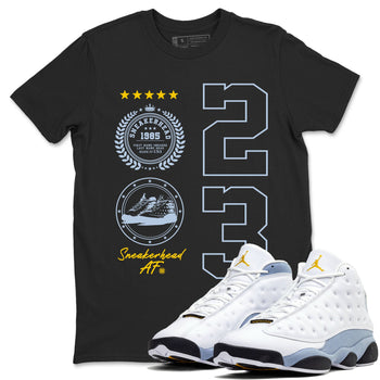 Sneaker Emblem sneaker match tees to Blue Grey 13s street fashion brand for shirts to match Jordans SNRT Sneaker Tees Air Jordan 13 Blue Grey unisex t-shirt Black 1 unisex shirt
