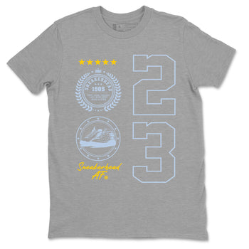 Sneaker Emblem sneaker match tees to Blue Grey 13s street fashion brand for shirts to match Jordans SNRT Sneaker Tees Air Jordan 13 Blue Grey unisex t-shirt Heather Grey 2 unisex shirt