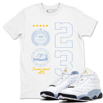Sneaker Emblem sneaker match tees to Blue Grey 13s street fashion brand for shirts to match Jordans SNRT Sneaker Tees Air Jordan 13 Blue Grey unisex t-shirt White 1 unisex shirt