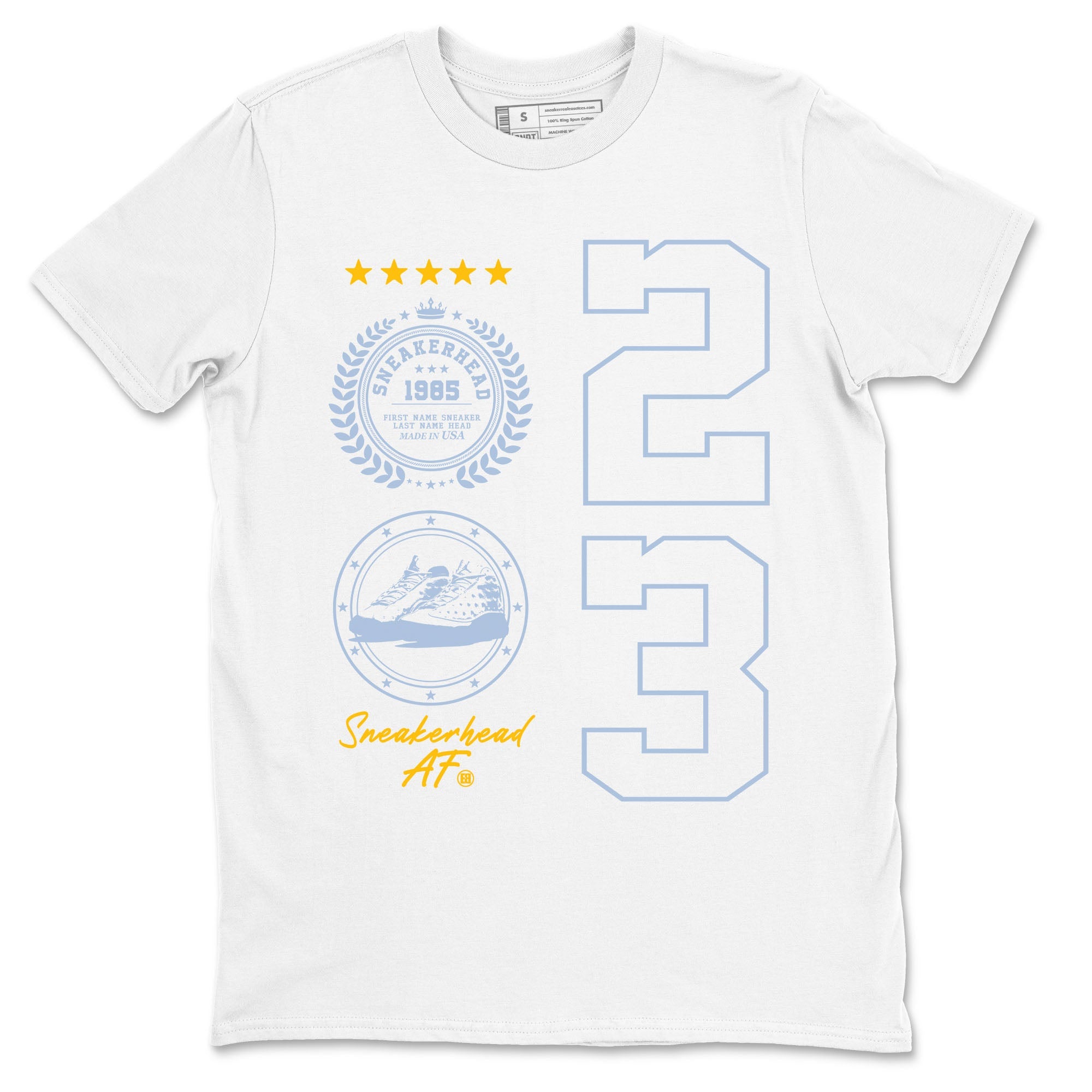 Sneaker Emblem sneaker match tees to Blue Grey 13s street fashion brand for shirts to match Jordans SNRT Sneaker Tees Air Jordan 13 Blue Grey unisex t-shirt White 2 unisex shirt