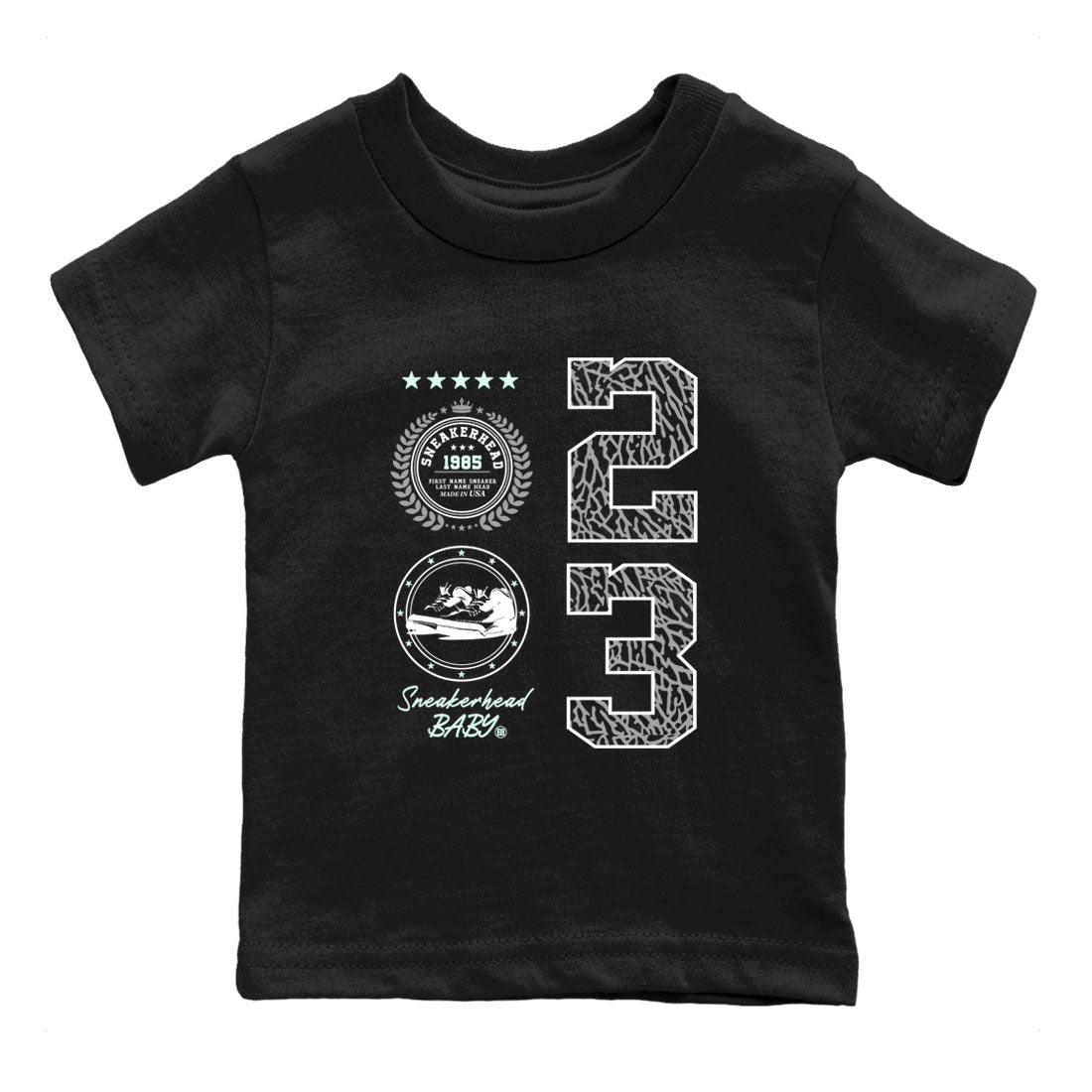 3s Green Glow shirt to match jordans Sneaker Emblem sneaker tees Air Jordan 3 Green Glow SNRT sneaker release tees baby toddler Black 2 cotton Shirt